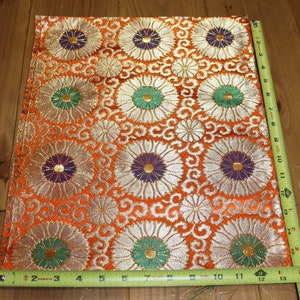 15 Inches long Vintage Japanese Exotic Obi Butt Fabric Piece Remnant
