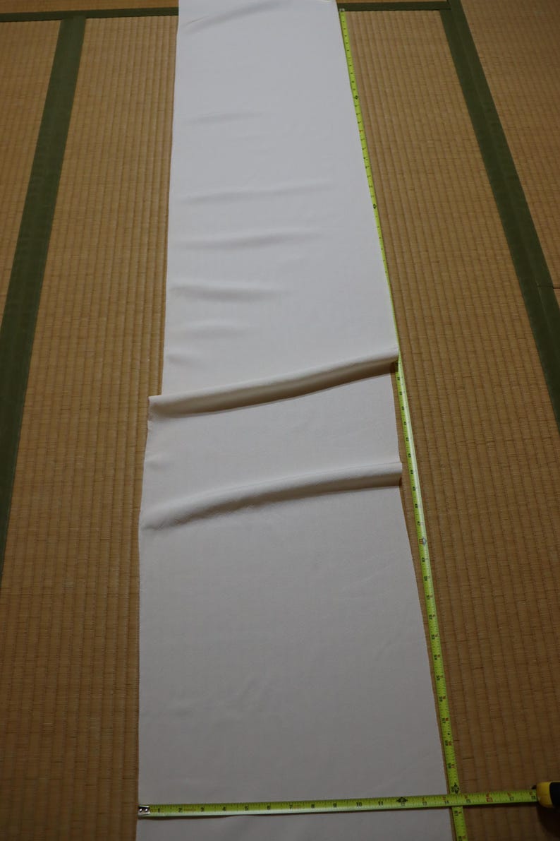 Vintage Hama Chirimen Silk Fabric, Cream Ivory, 60" x 14" image 14