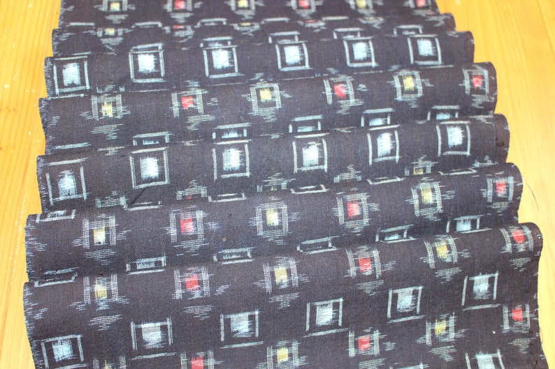 Vintage Japanese Indigo Cotton Kasuri Ikat Kimono Fabric Indigo Artisan Fabric