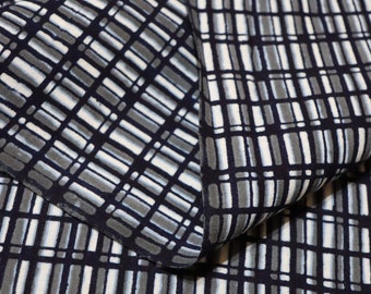 Vintage Japanese Indigo Cotton Plaid Yukata Kimono Fabric 5 FEET long