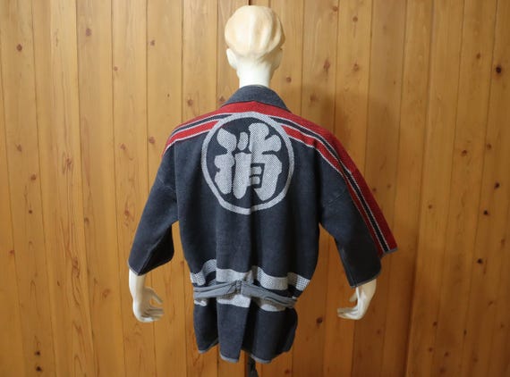 Medium Vintage Japanese Cotton Fireman Coat Hikeshibanten Kimono