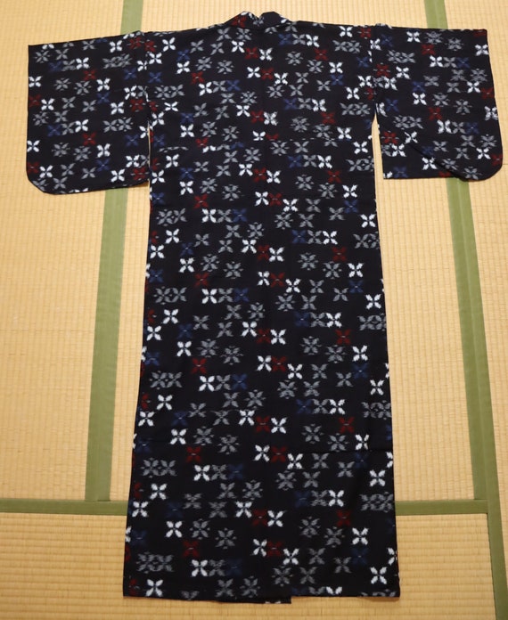 Vintage Japanese Black Cotton Kasuri Ikat Woven W… - image 9