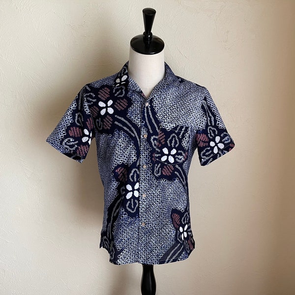 Petite chemise shibori en coton japonais tie-dye chemise tropicale festival Yukata Bon danse matsuri chemise hawaïenne souvenir