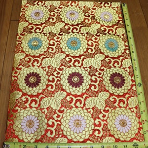 17 Inches long Vintage Japanese Exotic Mum Obi Butt Fabric Piece Remnant