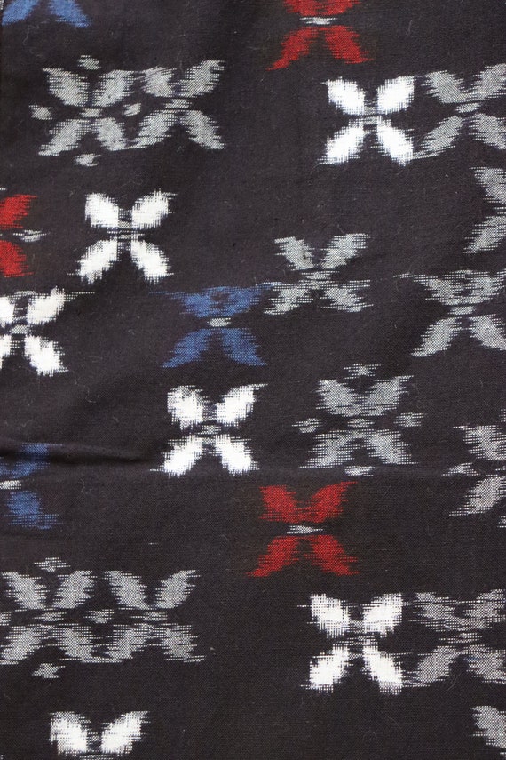 Vintage Japanese Black Cotton Kasuri Ikat Woven W… - image 2