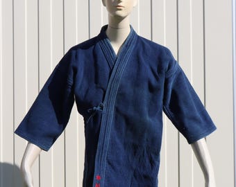 Medium #3 Vintage Japanese Indigo Cotton Boro Sashiko Fabric Kendo Gi Jacket