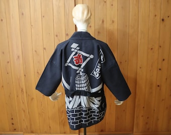 Antique Japanese Fireman's Hood Hat Hikeshi Zukin Indigo Blue