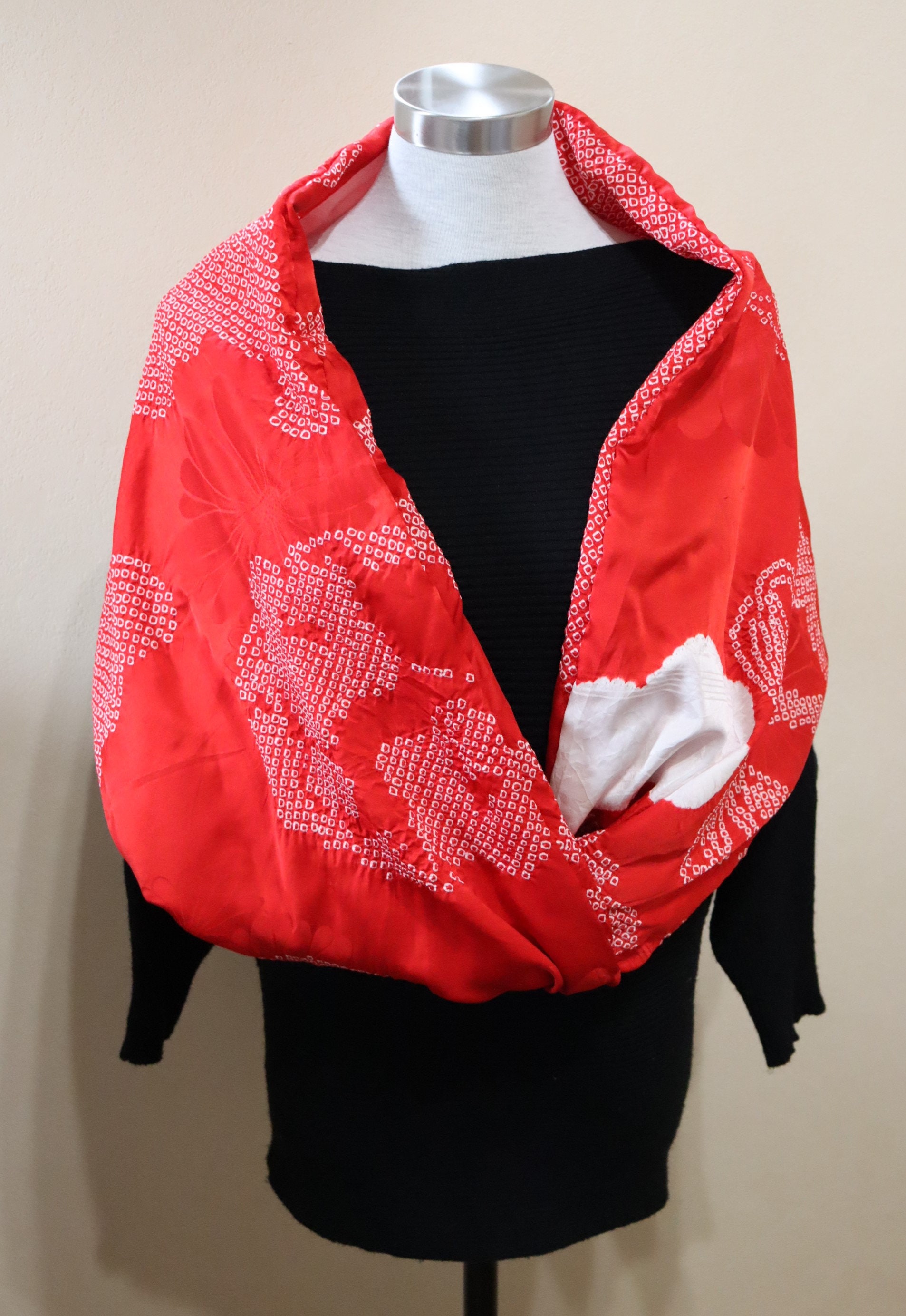 Vintage Japanese Silk Kimono Scarf Infinity Scarf Circle Twist Etsy