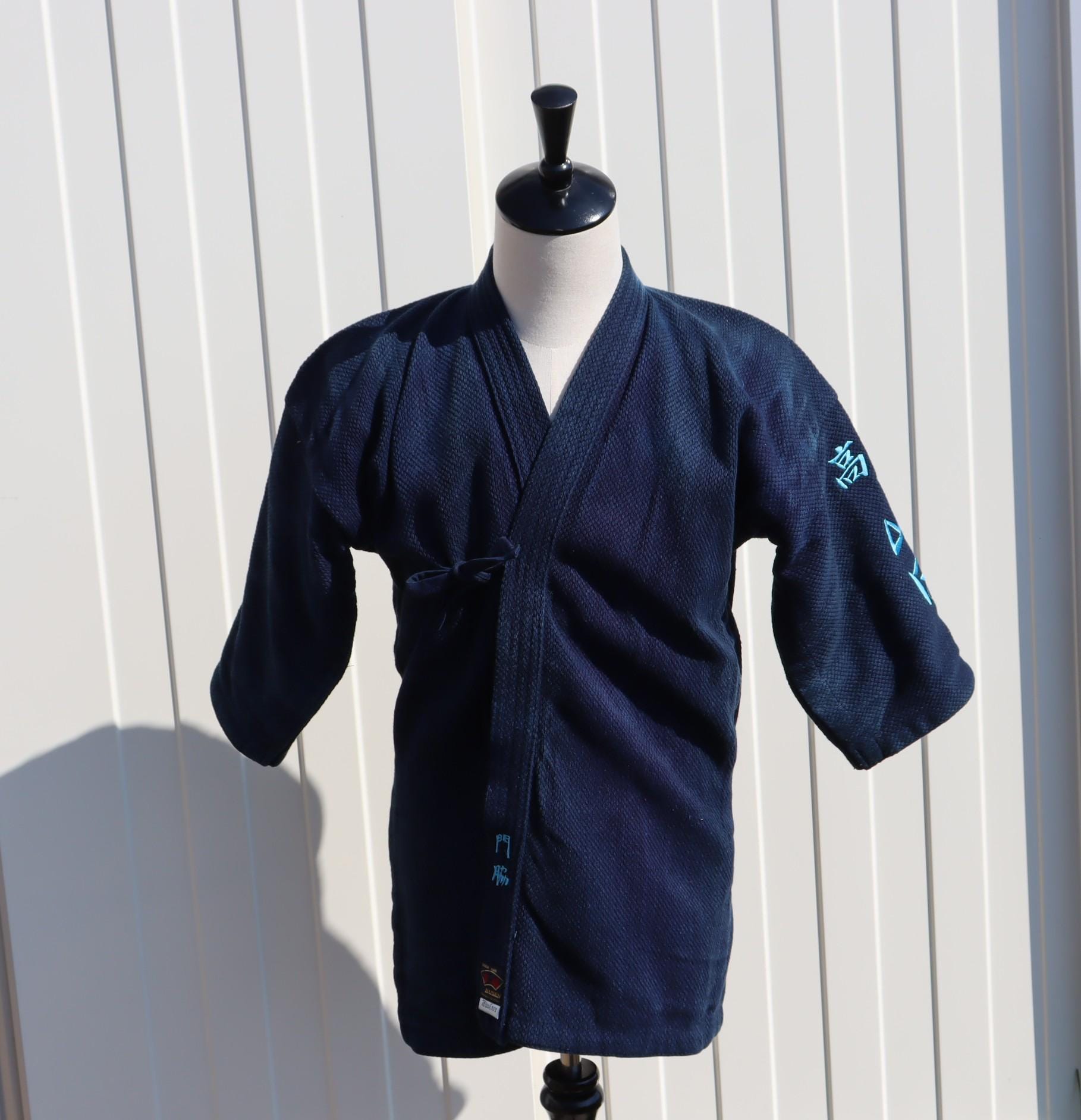 Vintage Japanese Indigo Cotton Samue: Boro Sashiko Jacket
