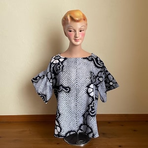 Shibori Tie Dye Cropped Top: Upcycled Japanese Cotton Yukata Handmade Blouse