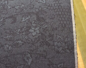 60 Inches Vintage Japanese Woven Floral Yuki Tsumugi Pongee