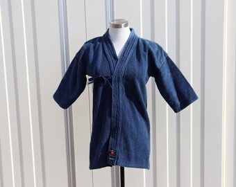 Vintage Aizome Indigo Cotton Kendo Gi Jacket: Japanese Boro XS