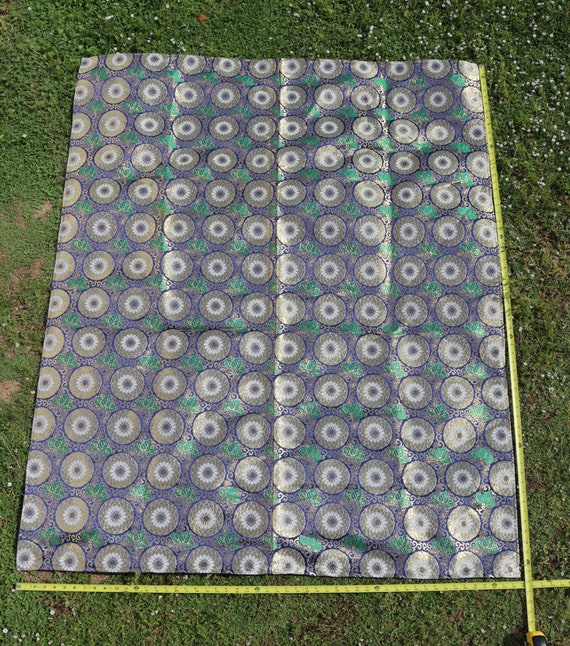 Vintage Japanische Brokat Tischdecke: Floraler Metallic Obi Stoff