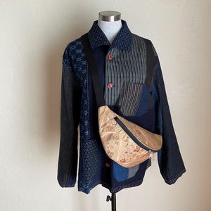Obi Upcycled Metallic Fabric Fanny Pack Bum Bag Tummy Pack Hip Bag Obi Bag Kimono Bag Cross Body Purse Pouch Shoulder Bag