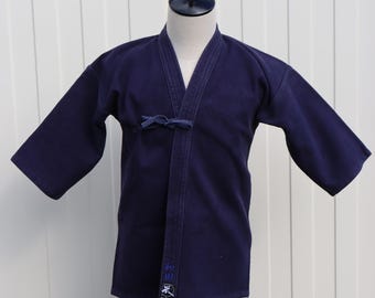 XS Vintage Japanese Indigo Cotton Boro Kendo Gi Aikido Budo Kimono Jacket Noragi Kendogi
