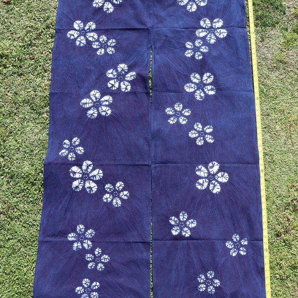 Vintage Japanese Indigo Blue Cotton Cherry Blossom Noren Door Way Curtain Shibori Tie Dye Aizome