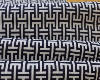 5 FEET long Vintage Japanese White Cotton Geometric Greek Key Yukata Kimono Fabric