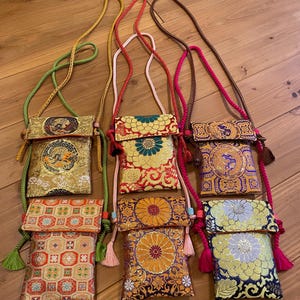 Choice of One Vintage Japanese Obi Upcycled Envelope Purse Small Crossbody Mobile Phone Sacoche Mobile Pouch Smartphone Pouch Cell Phone Bag