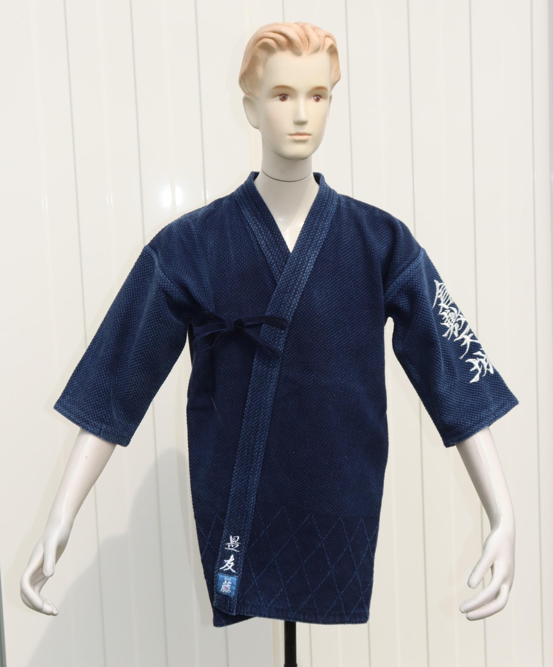 XS #1.5 Vintage Japanese Aizome Indigo Cotton hand Stitched Sashiko Boro Kendo Gi Aikido Budo Kimono Jacket Noragi Haori Robe