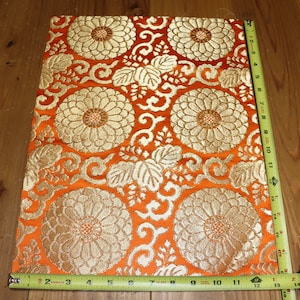 17 Inches long Vintage Japanese Exotic Obi Butt Fabric Piece Remnant