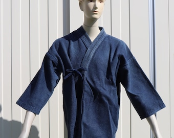 Vintage Indigo Dyed Cotton Sashiko Boro Jacket, Kendo Gi #3