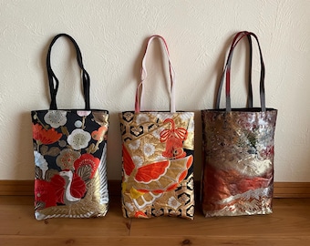 Japanese Vintage Obi Upcycled Metallic Fabric Backpack Bag