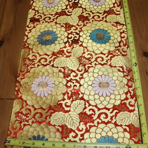 20 Inches long Vintage Japanese Gold Metallic Exotic Obi Butt Fabric Piece Remnant