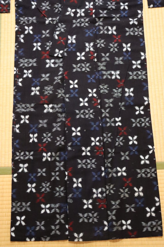 Vintage Japanese Black Cotton Kasuri Ikat Woven W… - image 5