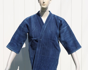 Vintage Japanese Indigo Cotton Sashiko Boro Jacket: Kendo Gi Style