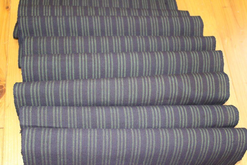 60 inches Vintage Japanese Indigo Cotton Shijira Striped Noragi Kimono Artisan Peasant Traditional Folk Fabric