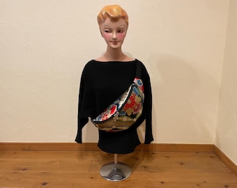 Upcycled Japanese Silk Obi Fanny Pack, Vintage Kimono Crossbody Bag, Artisan Waist Bag