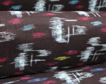 Vintage Japanese Indigo Kasuri, Ikat Cotton Fabric, Indigo Dyed Textile, 60 Inches