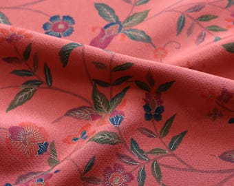 60 Inches Vintage Japanese Smooth Tango Chirimen Floral Silk Kimono Fabric Patchwork Quilt