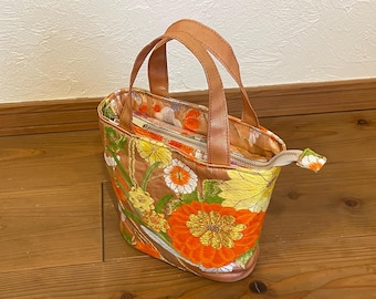 Vintage Japanese Obi Upcycled Metallic Fabric Tote Bag