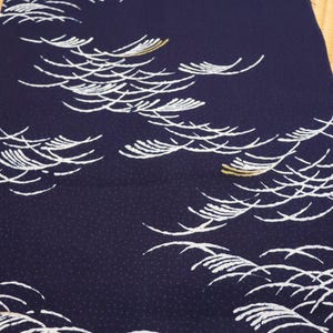 5 FEET long Vintage Japanese Indigo Cotton Autumn Leafy Yukata Kimono Fabric