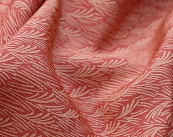 60 Inches Vintage Japanese Tango Chirimen Crepe Smooth Leafy Brick Red Silk Kimono Fabric