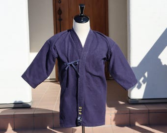 Vintage Japanese Indigo Cotton Kendo Gi Jacket: Sashiko Boro Kendogi