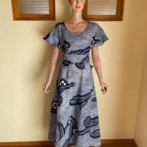 Arimatsu Shibori Kleid, Japanisches Kimono Remake, Baumwolle Yukata Robe, Artisan Fashion
