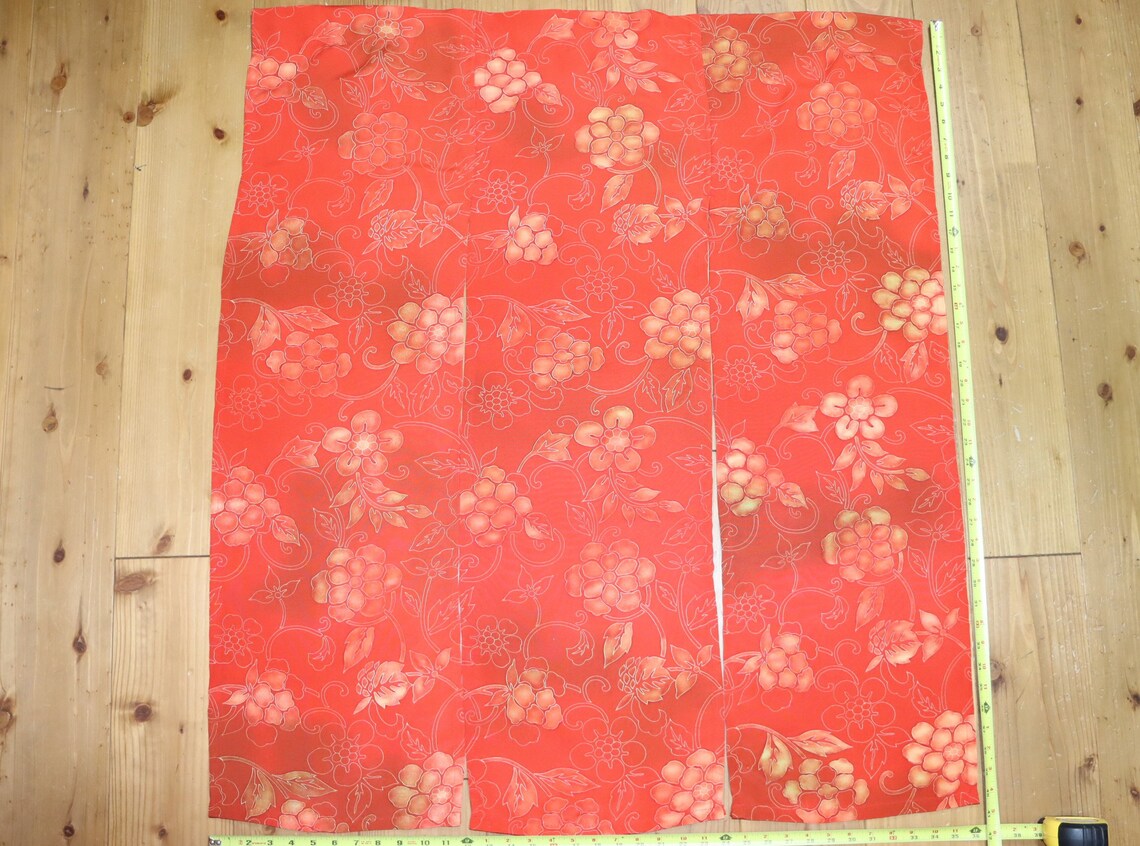 Vintage Rústico japonés de seda roja floral Noren Puerta | Etsy