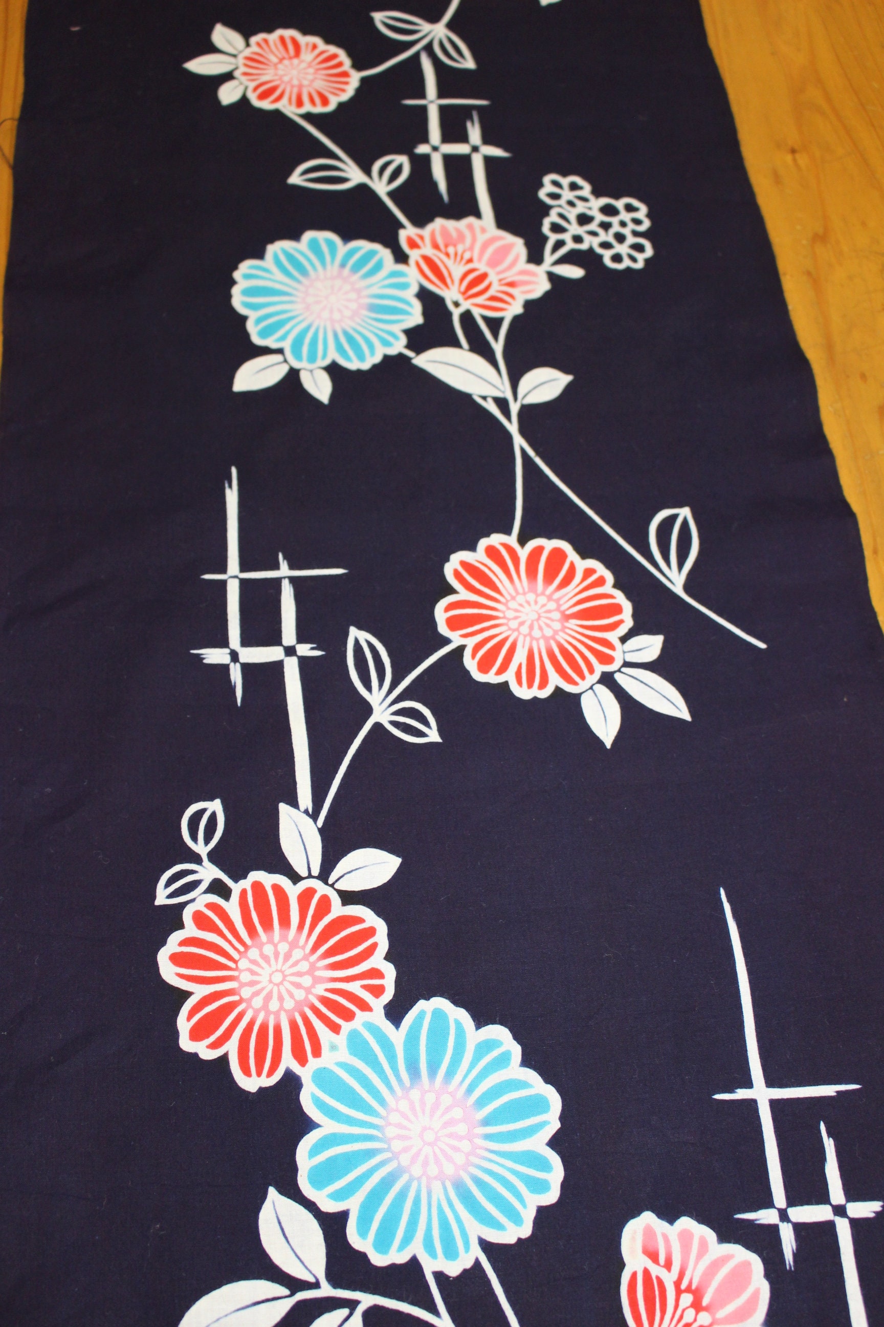 5 FEET long Yukata Fabric Floral Japanese Vintage Cotton Etsy