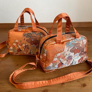 Choice of One Vintage Japanese Heian Noble Obi Upcycled Mini Duffle Bag Shopping Bag Small Kimono Bag Obi Bag Crossbody bag
