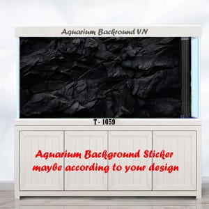 Black Rock Aquarium Background Sticker – Realistic 3D Stone Wall Backdrop for Fish Tank Decor | Waterproof Matte Vinyl Poster (T-1059)
