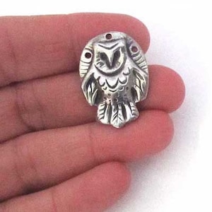 Owl pin brooch barn owl badge in pewter from an artisan design