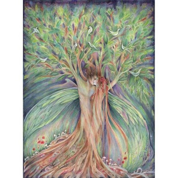 Items similar to Tree Lovers Original Painting of Lovers in a tree in