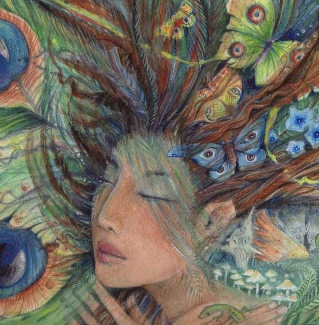 Green Lady Fairy Art Print From the Original Painting by Liza Paizis - Etsy
