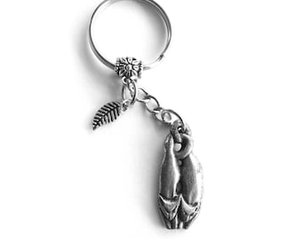 Two celtic cats keyfob pewter cat key chain an original cat jewelry design