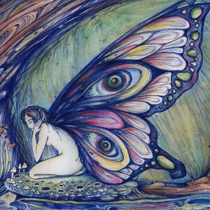 Fairy fantasy art print from original watercolour painting of a fairy
