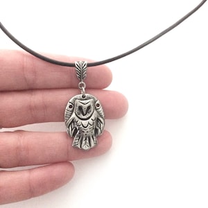Owl pendant necklace barn owl pewter necklace owl totem jewelry