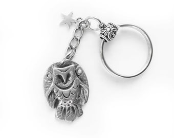 Owl keyring keychain owl keyfob barn owl zipper pull charm FREE SHIPPING in USA