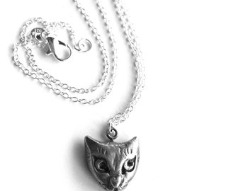 Cat face pendant necklace cute small cat face charm jewelry cat gift